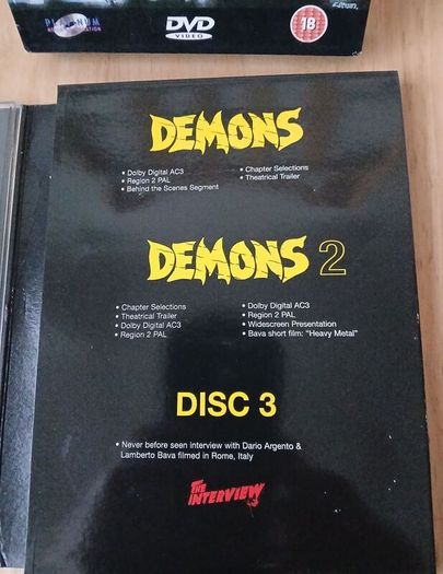 The Demons Collection DVD Box Set Dario Argento Demons Demons 2 Interview Disc Region 2
