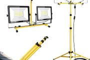 200W Tripod Stand LED Work Light, Twin 100W Floodlight, Flexible Portable Job Site Light, 20000LM 175V to 265V Outdoor Indoor worklight