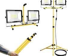 200W Tripod Stand LED Work Light, Twin 100W Floodlight, Flexible Portable Job Site Light, 20000LM 175V to 265V Outdoor Indoor worklight