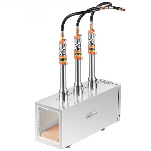 3 Burner Farrier Forge, 2600F Tool and Knife Making Blacksmithing Gas Forge, Large Capacity Square Stainless Steel