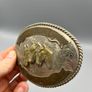 Vintage Alpaca Mexico Western Belt Buckle - Three Horse Heads, Floral Engravings Image 2