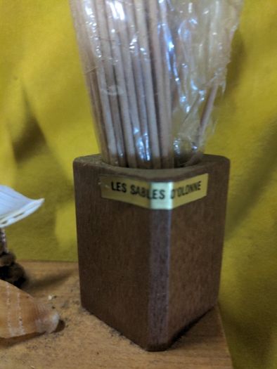VINTAGE Toothpick holder with Ship and Shell Ornament