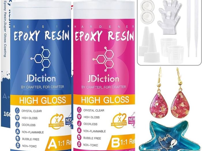 NEW SALE | Epoxy Resin High Gloss - 16OZ Crystal Clear Epoxy Resin Kit, Upgrade Formula, Self Leveling Resin