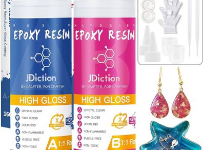 NEW SALE | Epoxy Resin High Gloss - 16OZ Crystal Clear Epoxy Resin Kit, Upgrade Formula, Self Leveling Resin