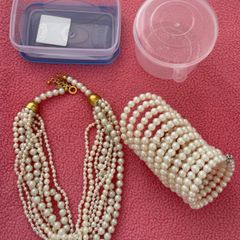Elegant Multi-Strand Faux Pearl Jewellery Set