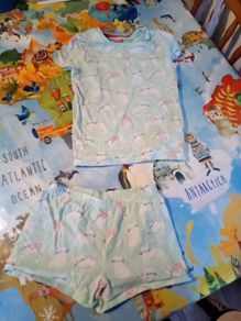 M&S mint green cat short pj