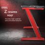 142 x 66 cm Racing Gaming Desk, Computer Table with Cup Holder and Headphone Hook, Black and Red Image 5
