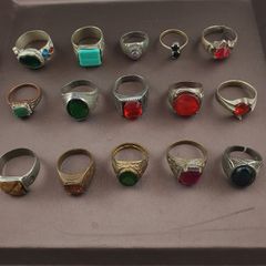 Antique Brass Rings Lot of 15 Mixed Vintage Collectible Rings