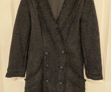 Zara Black Tweed Coat / Coat Dress with Jewel Buttons