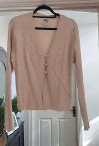River Island Gold Lurex 3 button knit