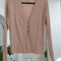 River Island Gold Lurex 3 button knit