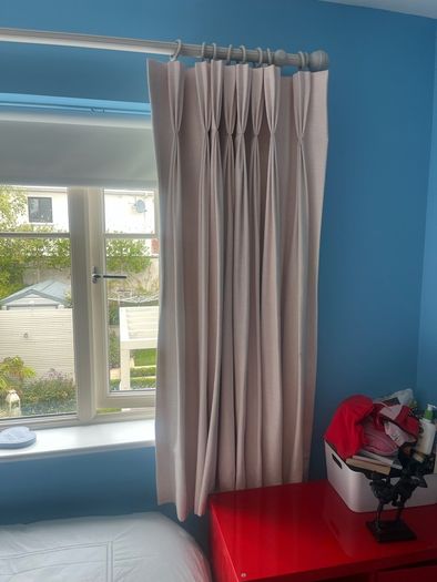 Bedroom Curtains, pole and hold backs