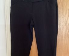 NEXT Black cropped tailored ladies trousers with button detailed waistband NEW