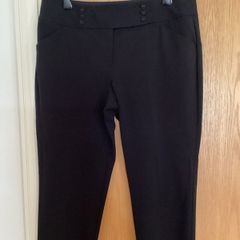 NEXT Black cropped tailored ladies trousers with button detailed waistband NEW