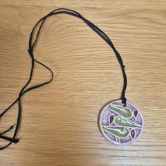 1970s necklace with pottery pendant
