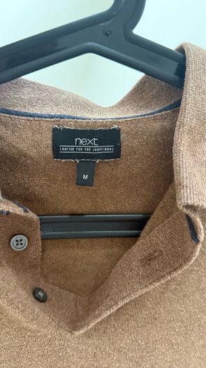 Brown Knitted Polo Jumper - NEXT - size M