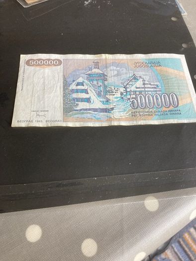 Rare Yugoslavia Banknote- 500000 Dinara