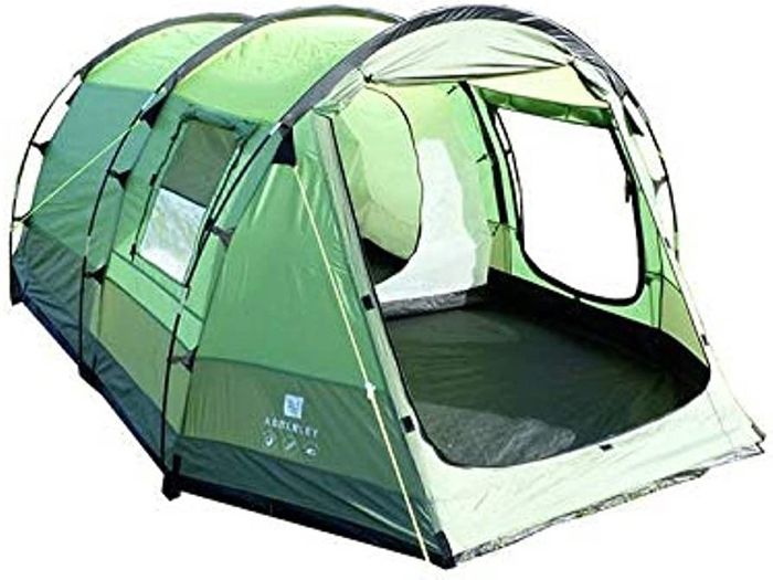 Abberley 2 berth 3.7m x 2.2m Tunnel Tent Green - 5000mm waterproofing UV Protection Canopy Poles & sewn in groundsheet (FREE POSTAGE)