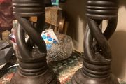 Two large hand turned candle holders free postage