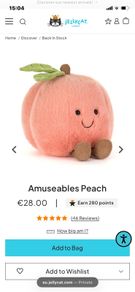 New JELLYCAT Amuseables Peach