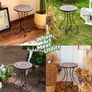 NEW SALE | Round Side Table, Indoor and Outdoor Plant Stand, Small Coffee Table with 36cm Ceramic Tile Top for Patio Balcony, 53cm Tall Mosaic Garden Table, Living Room End Table or Bedside Table, Floral Image 5