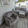 Two Seater Sofa, Swivel Snuggle Chair and Footrest Image 2
