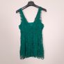 Vila Deep Teal Green Polka Dot Mesh Layered V-Neck Tank Top Cami Size XL Image 3