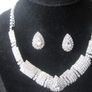 Silver Crystal Bride's Neck Piece and Earrings Image 8