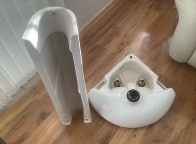 Twyford cloakroom corner sink and pedestal