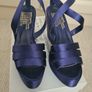 Navy satin wedge sandals Image 6
