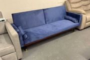 3-Seater Sofa Bed with Gold Legs , Blue velvet