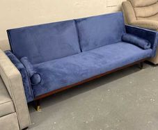3-Seater Sofa Bed with Gold Legs , Blue velvet