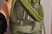 Charles &amp; Keith Crossbody and Handheld Mesh Bucket Bag in Sage Green