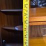 mid-century book case display glass doors teak Image 3