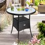 Polyrattan Side Table 60cm  Garden Table with Frosted Glass Table Top 60cm Image 3