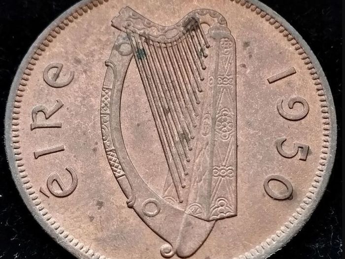 [#416] - Ireland 1950 | One Penny | Irish 1d | Irish Penny | KM.11 | UNC