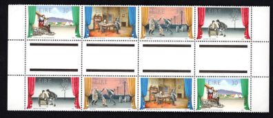1990 Ireland Irish Theatre (Playboy of the Western World, Juno and the Paycock, The Field & Waiting for Godot) Commemorative Stamps Gutter Pair Mint Never Hinged (MNH)