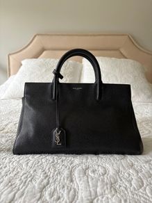 Saint Laurent Cabas Rive Gauche Black Leather Bag