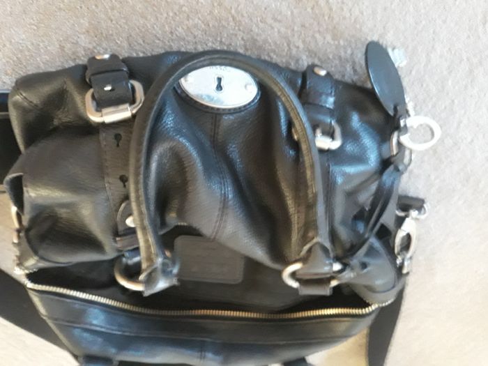 Black Fossil Leather Handbag