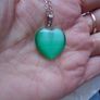 Green heart pendant,Jewellery,Necklace.Stainless steel chain,Gift Image 2