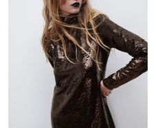 Limited edition sequin brown dress