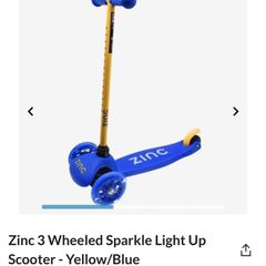 Zinc 3 wheeled light up scooter