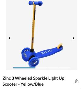 Zinc 3 wheeled light up scooter