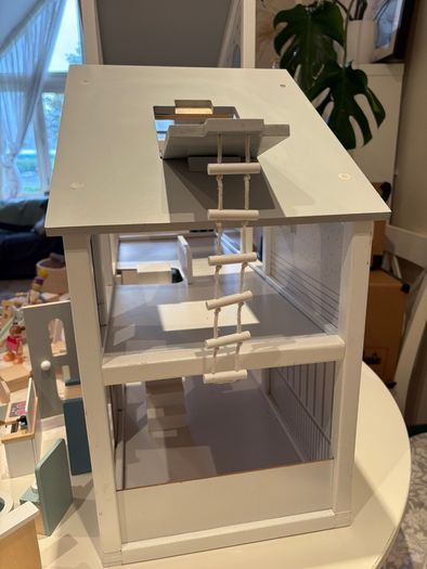 Little town wooden doll house with accessories