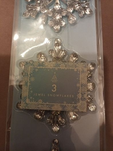 3 x jewel christmas snowflake hanging decorations