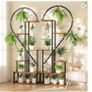 2x Half-Heart Plant Stand  Metal Flower Display Rack with Hooks  Holds up to 20 Pots Image 4