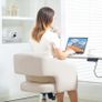 Rolling Desk Chair with Velvet-Effect Upholstery, Height-Adjustable Office Chair, Tilt Function, Cream White Image 4