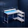 L Shaped Gaming Desk with LED Lights, 100 x 70 cm Computer Desk with Power Outlet Image 7