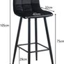 _Bar Stools Set of 2 Velvet Bar Stools Bistro Stools with Metal Footrest, Bar Chair for Bar, Counter and Home (Black) Image 3