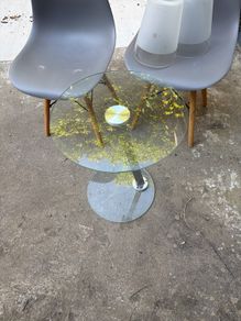Glass and chrome side table